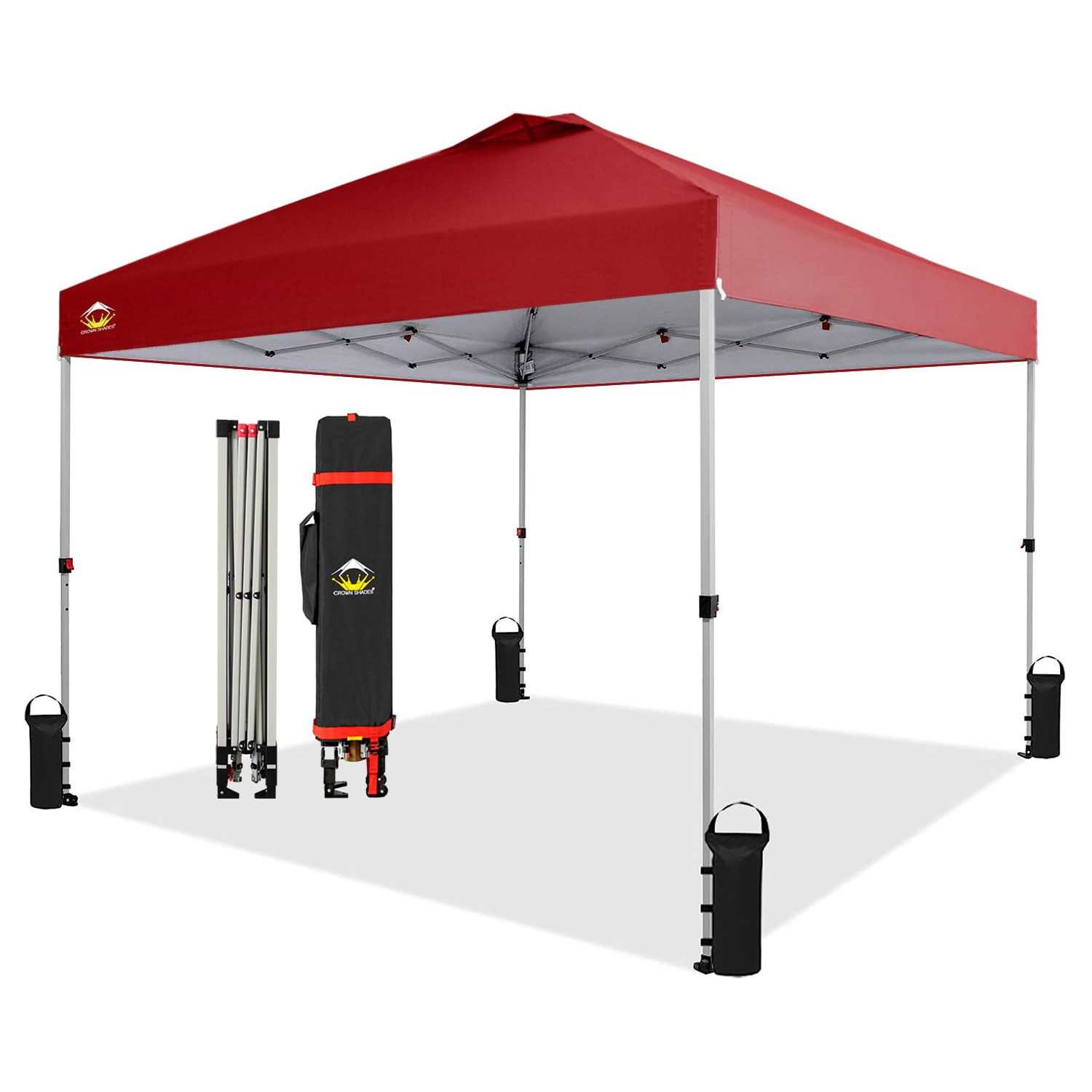 CROWN SHADES 10×10 Pop Up Canopy Patented Center Lock One Push Canopy Tent