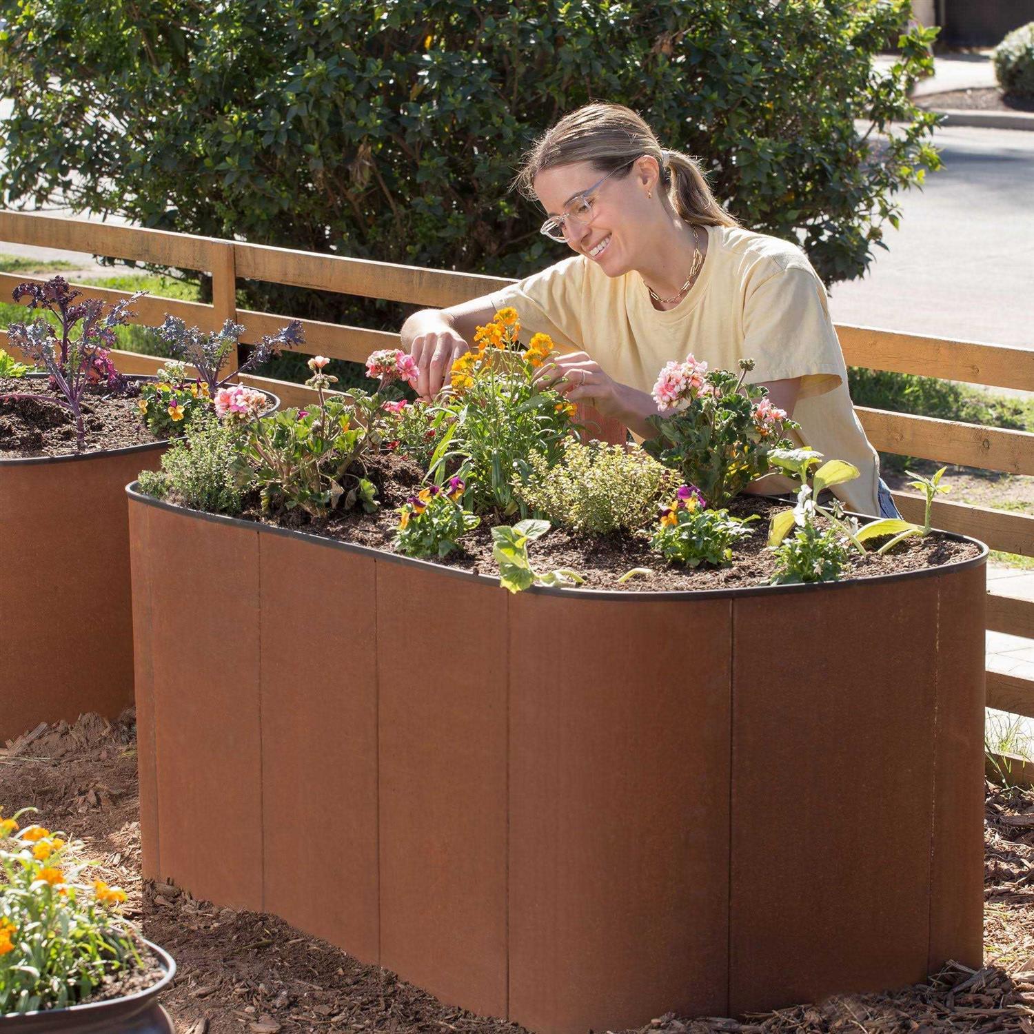 Birdies 24 Tall Corten Steel Modular Raised Garden Bed