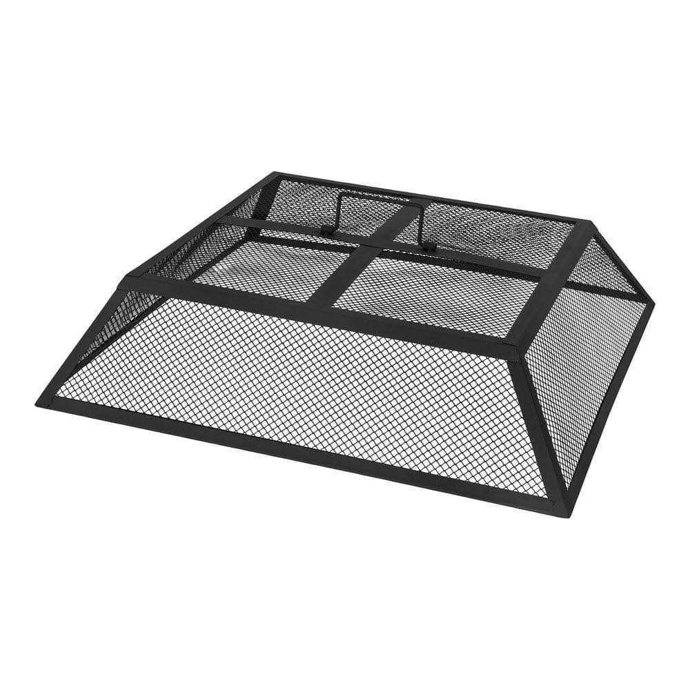 Hampton Bay Stoneham 34 in. x 15.5 in. Square Steel Wood Fire Pit with Tile Top