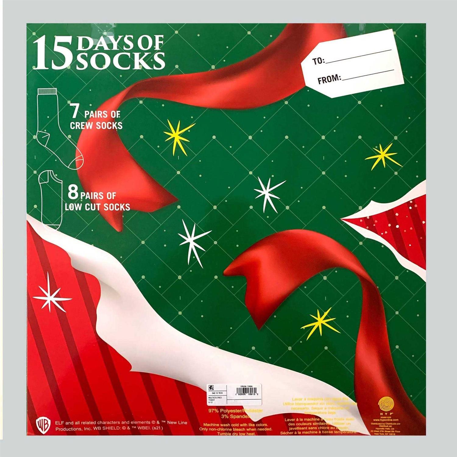 Men’s Elf 15 Days of Socks Advent Calendar