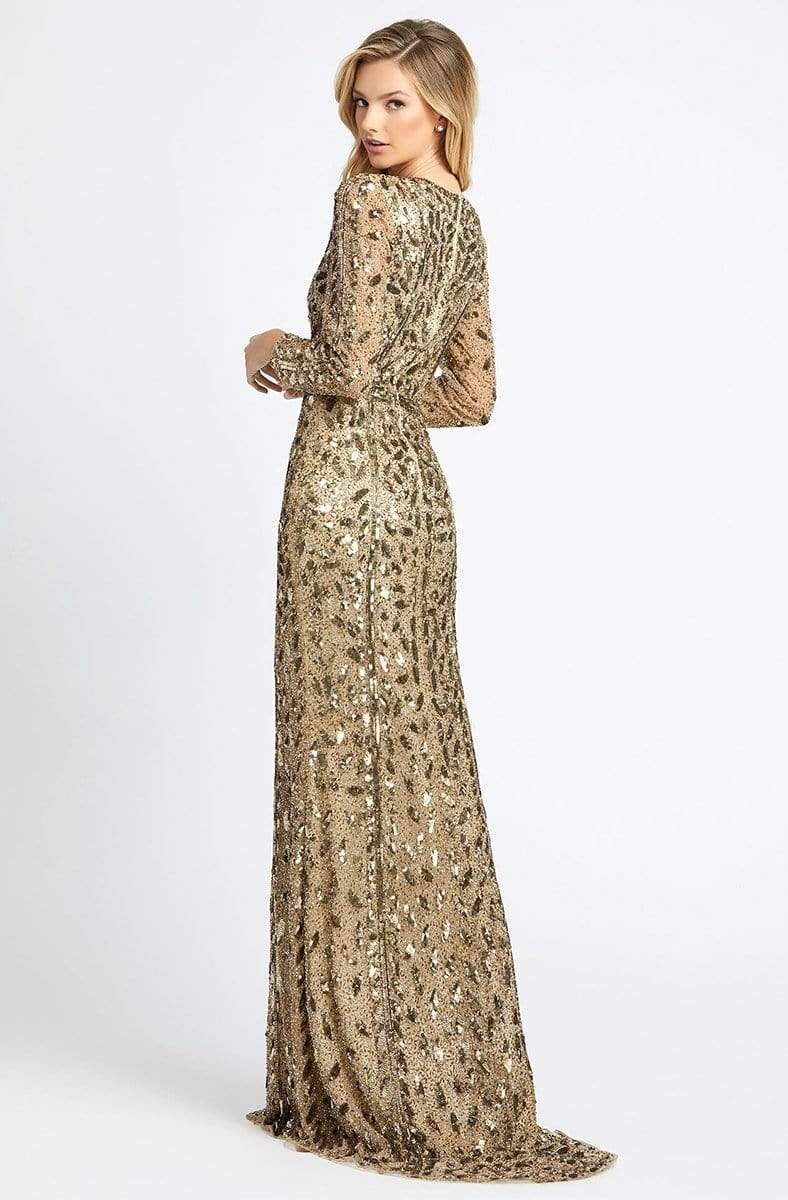 5002D Fully Sequined Deep V-neck Trumpet Dress