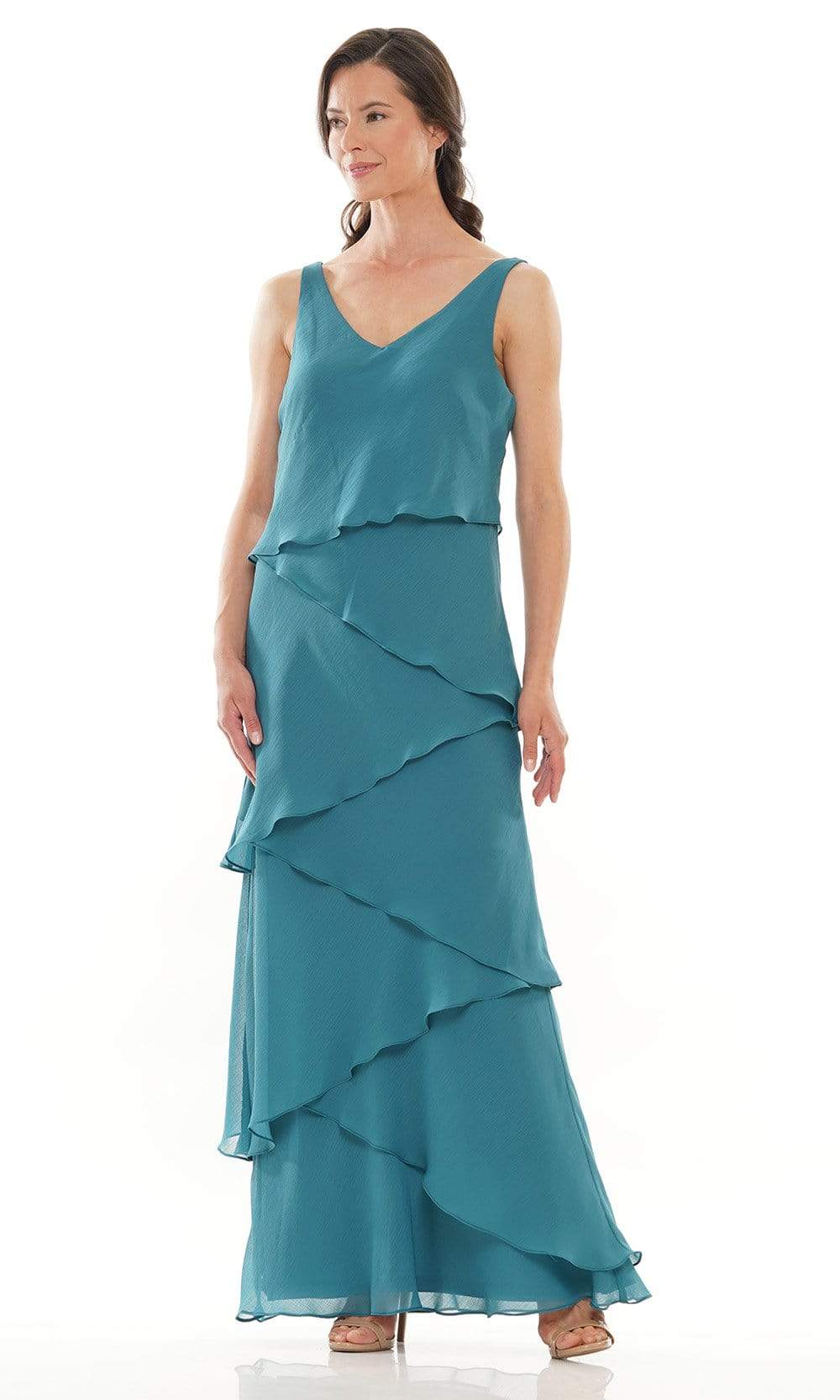 M309 V-Neck Tiered Sheath Dress