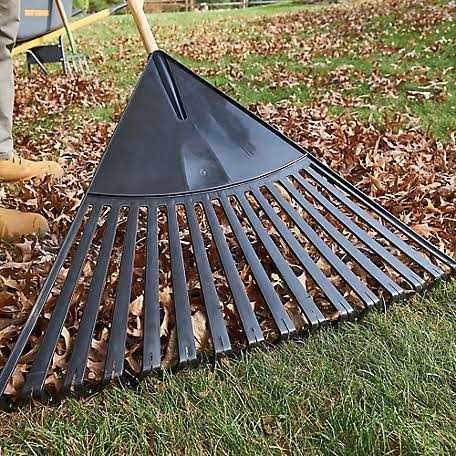 True Temper 48 in. Hardwood/Steel Handle Leaf Rake with 30 in. W Clog-Free Tines for Leaves, Grass, Twigs, Pine Needles and More