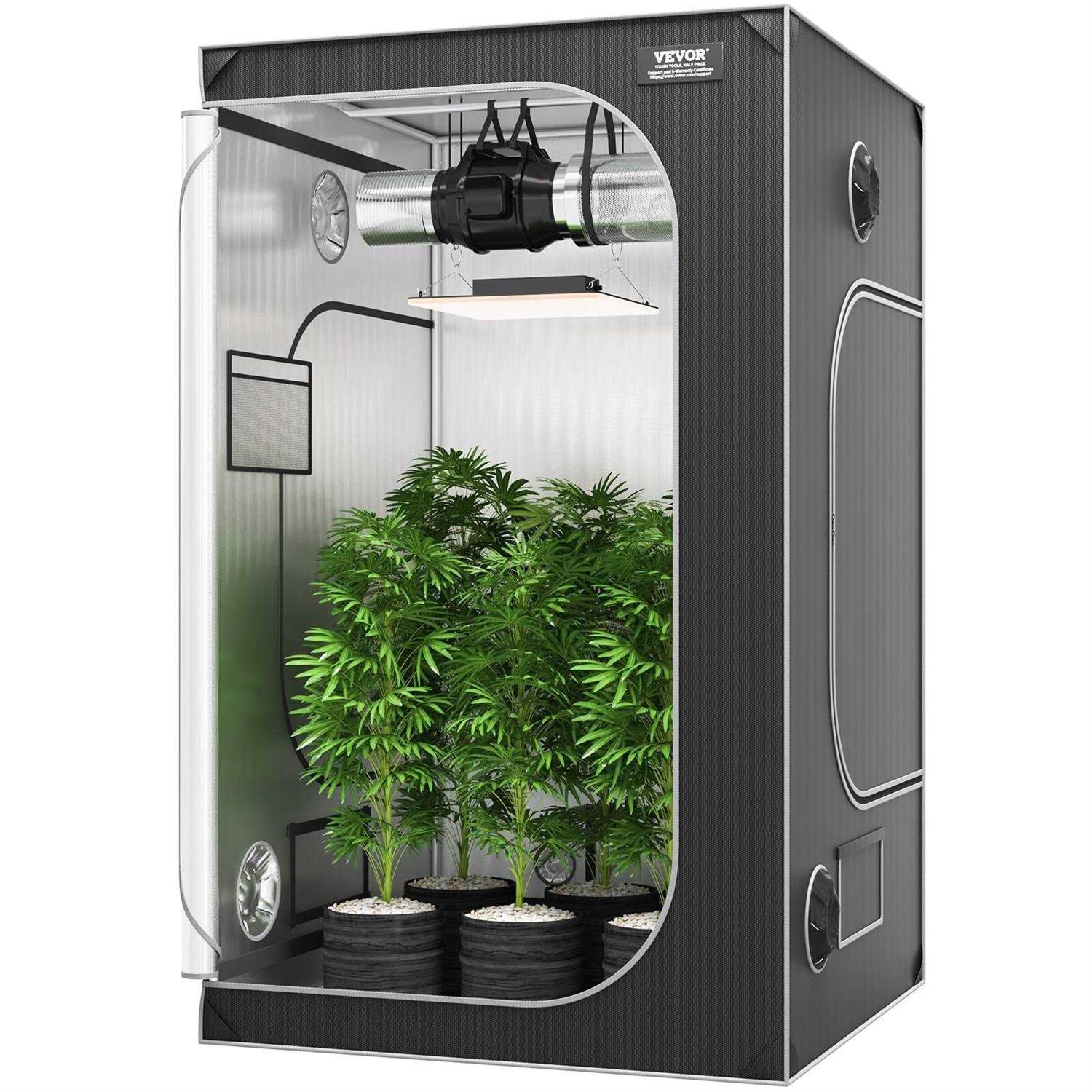 VEVOR Grow Tent High Reflective 2000D Mylar Hydroponic Growing Tent with Observation Window, Tool Bag and Floor Tray