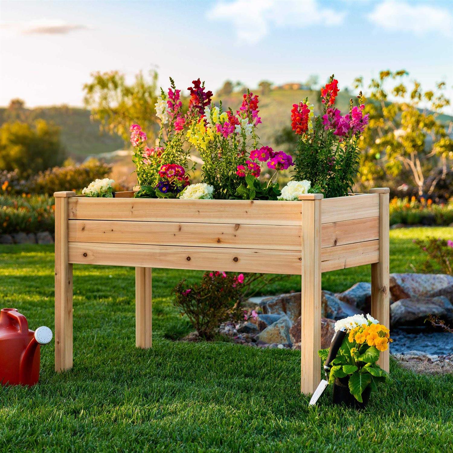 Best Choice Products 48x24x30in Raised Garden Bed Elevated Wood Planter Box Stand for Backyard