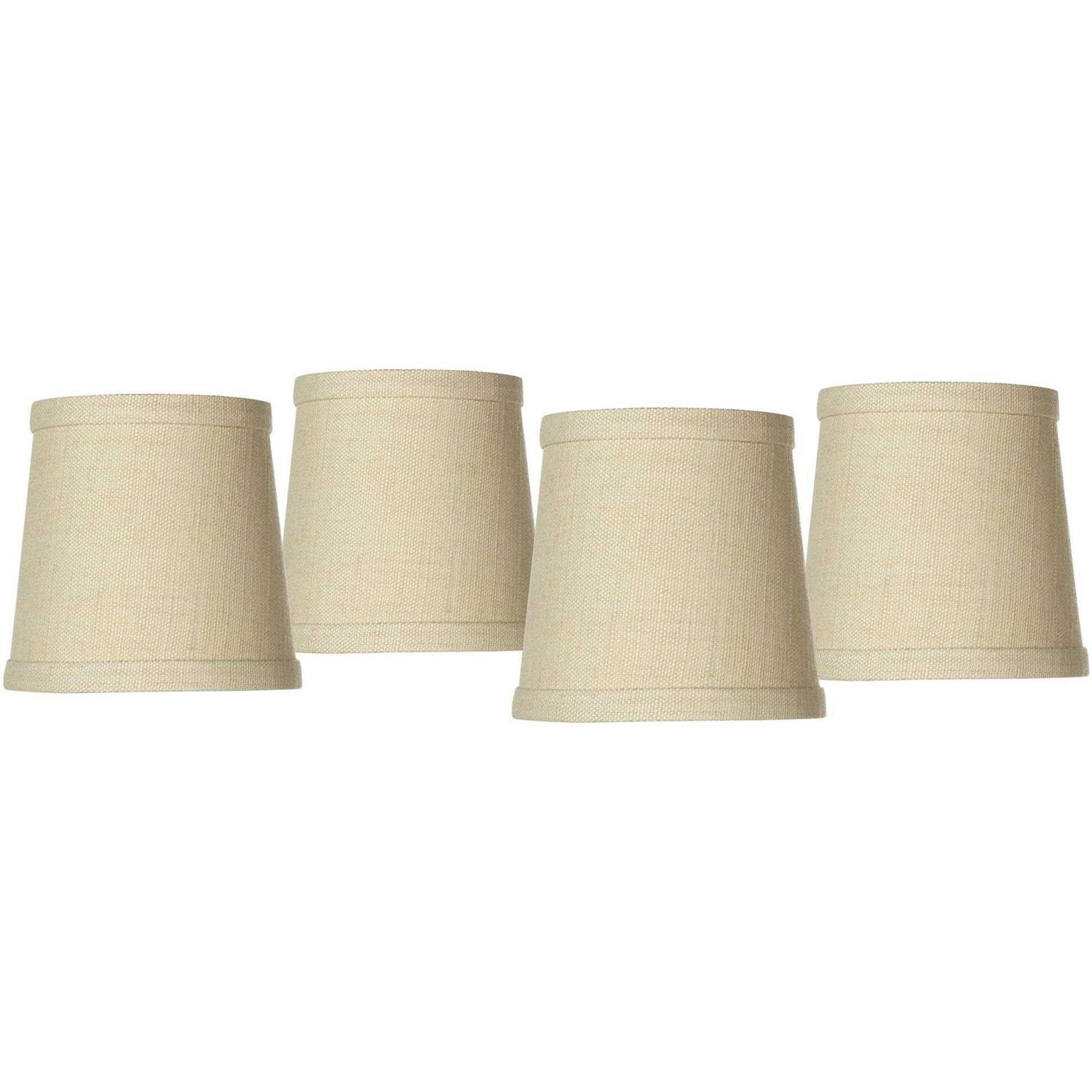 Springcrest Set Hardback Drum Lamp Shades Nallad Herbal Beige Small 4 Top x 5 Bottom x 5 High Candelabra Clip-On Fitting