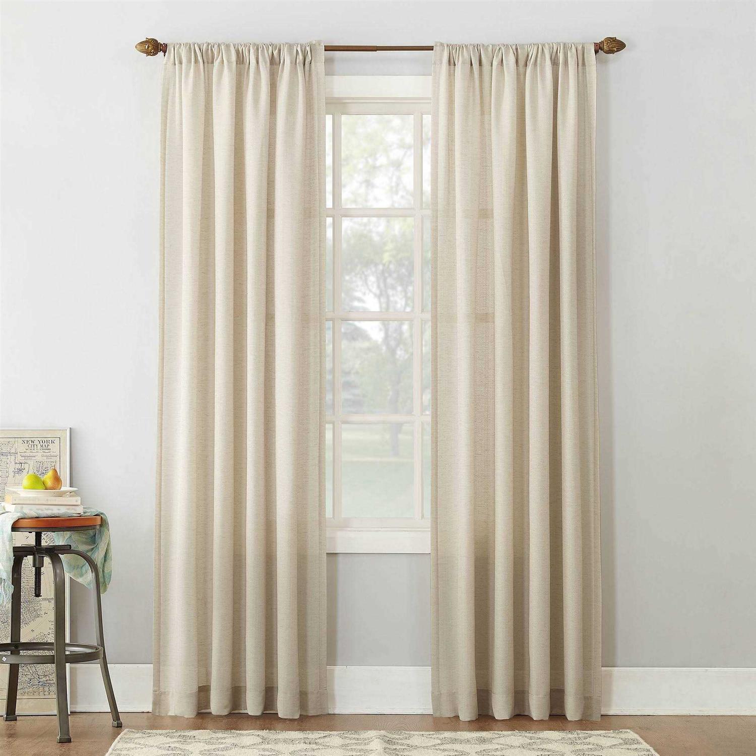 No. 918 Amalfi Linen Blend Textured Semi-Sheer Rod Pocket Curtain Panel