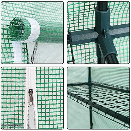 Abccanopy Walk-in Greenhouse Indoor Outdoor with 2 Tier 4 Shelves Portable Gardening Greenhouse
