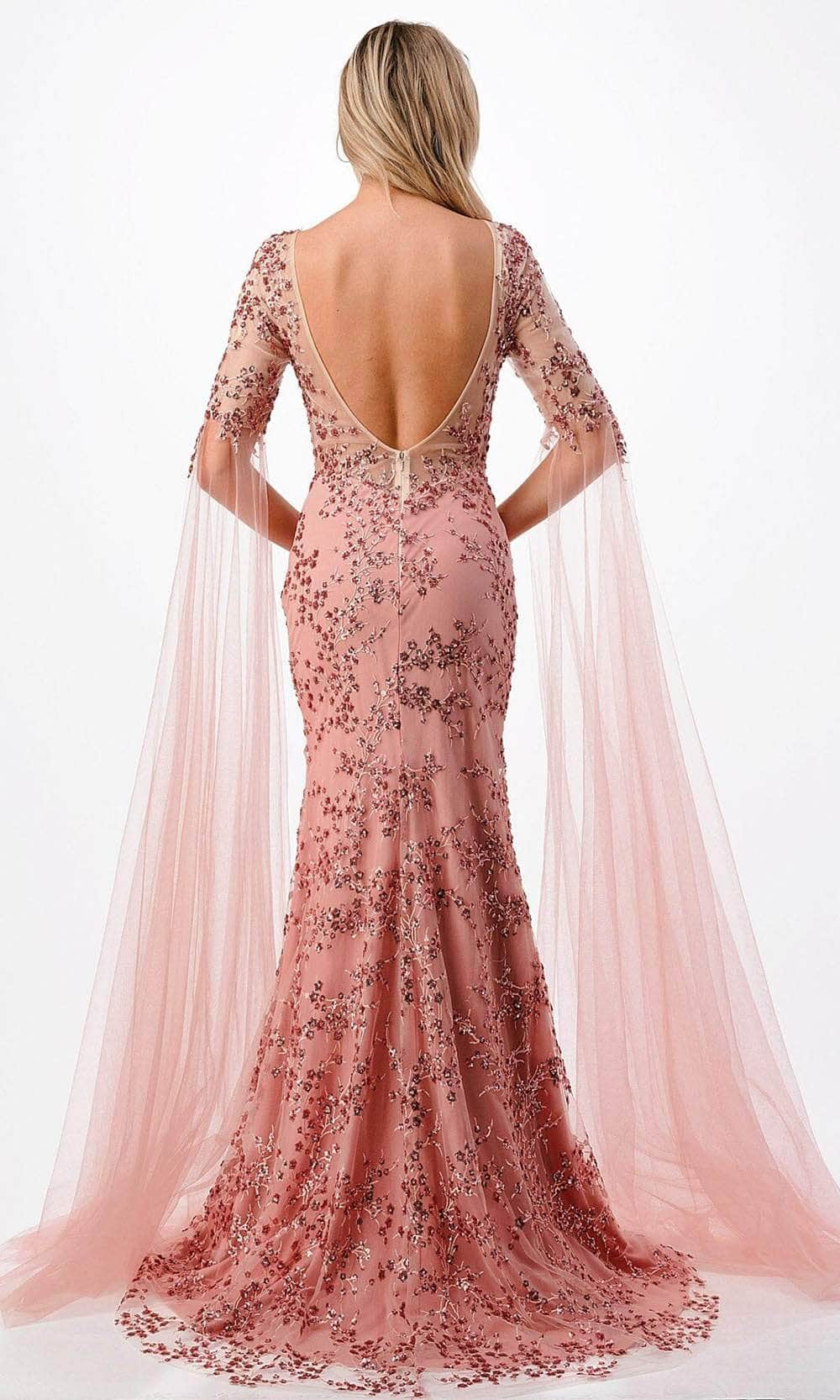 Cape Sleeve Mermaid Evening Gown