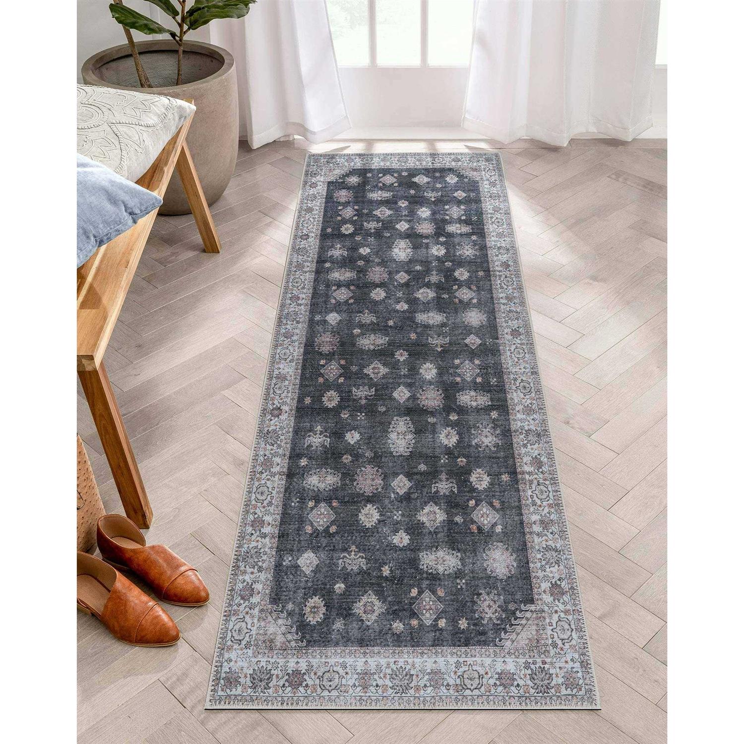 Adiva Rugs Machine Washable Area Rug With Non Slip Backing For Living Room