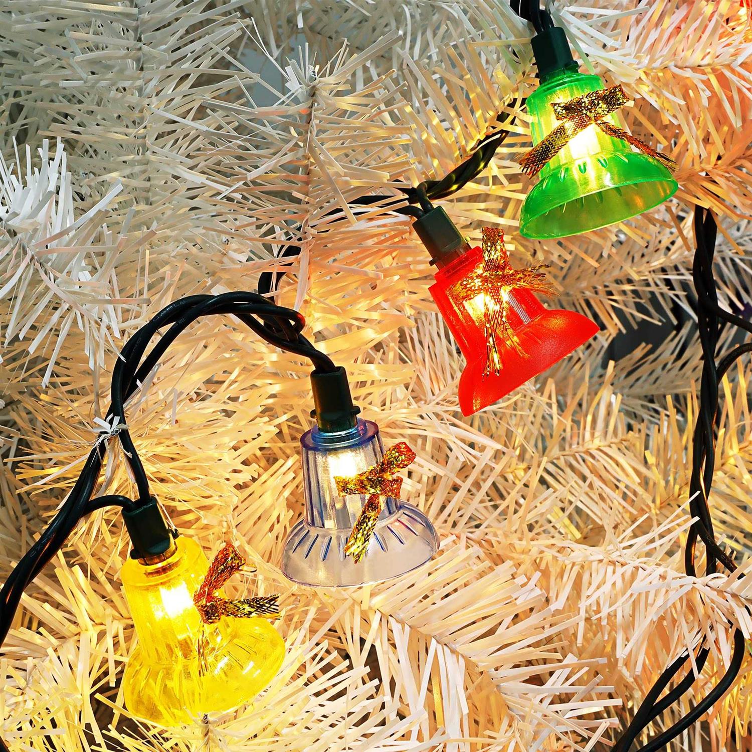 Biswing Christmas Musical Bell String Lights 7 Functions 30-Count Christmas Decorative Lights Green Wire