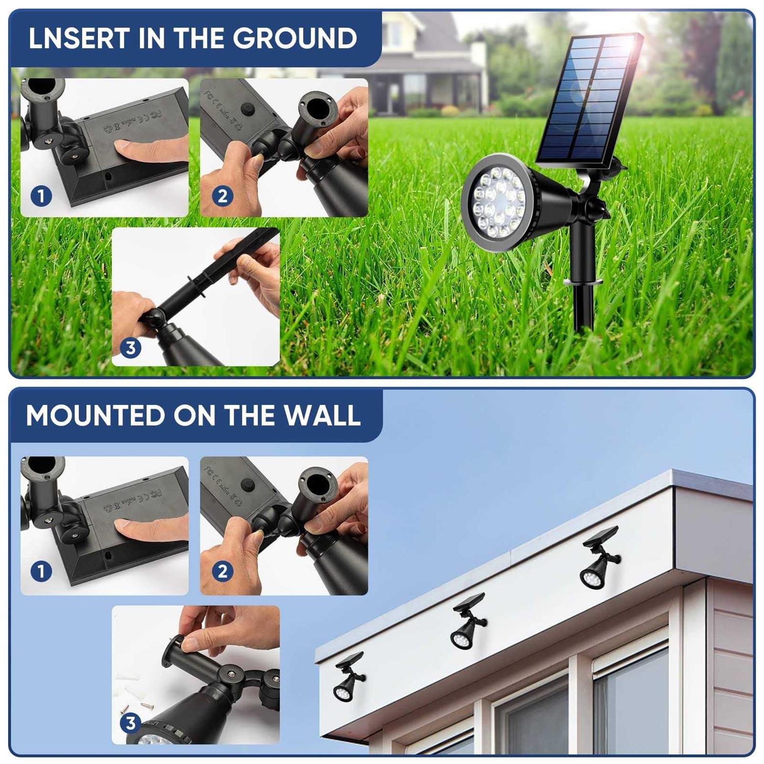 ALES 800 Lumen Solar spot Lights Outdoor,Solar spotlights Outdoor Waterproof,Solar Flood Landscape Pathway Lights for Tree