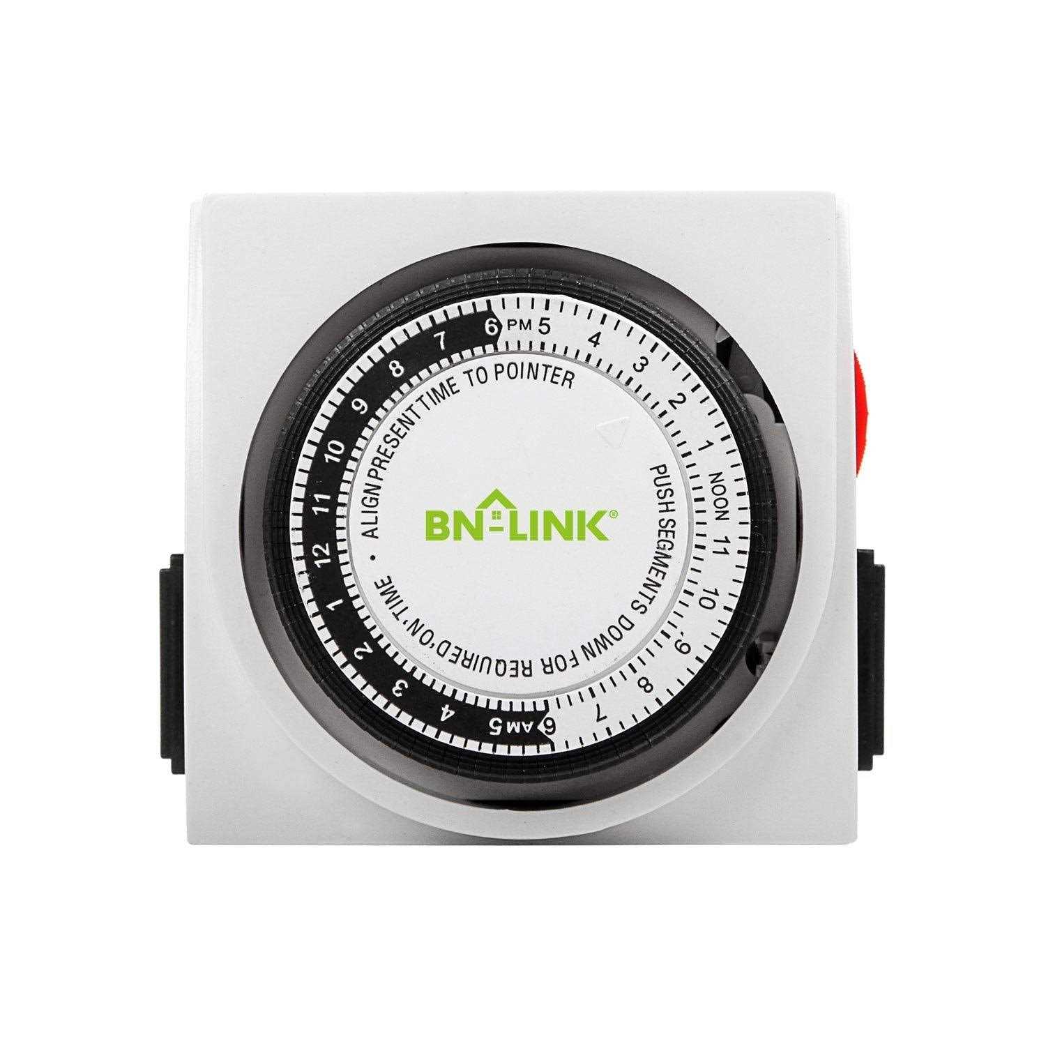 BN-LINK Heavy Duty Mechanical 24 Hour Timer Dual Outlet 3-Prong Ac