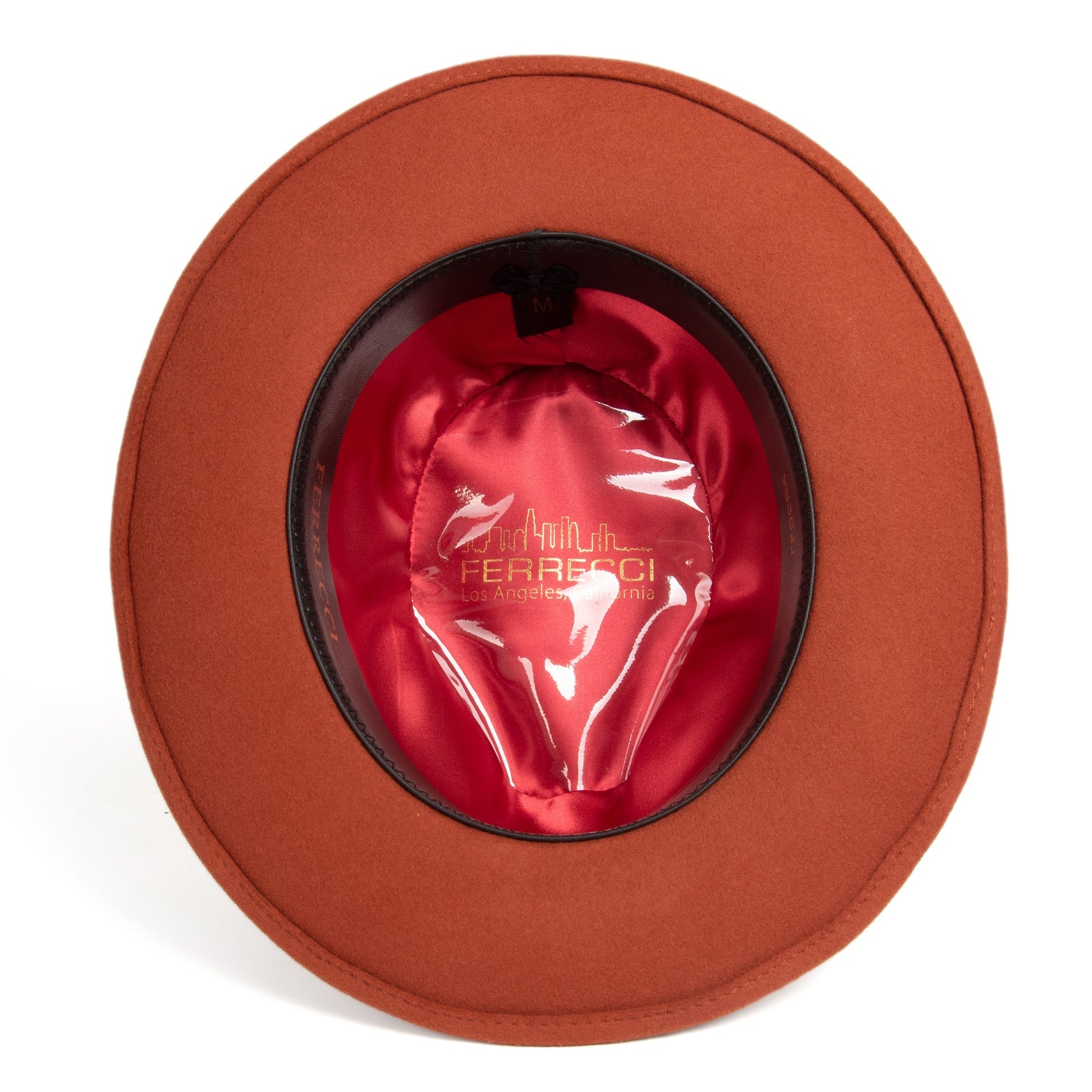 Mens Classic Wool Fedora Dress Hat in Rust