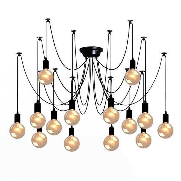 Bella Depot Modern Industrial Edison Lighting Adjustable Spider Light Cluster Chandelier