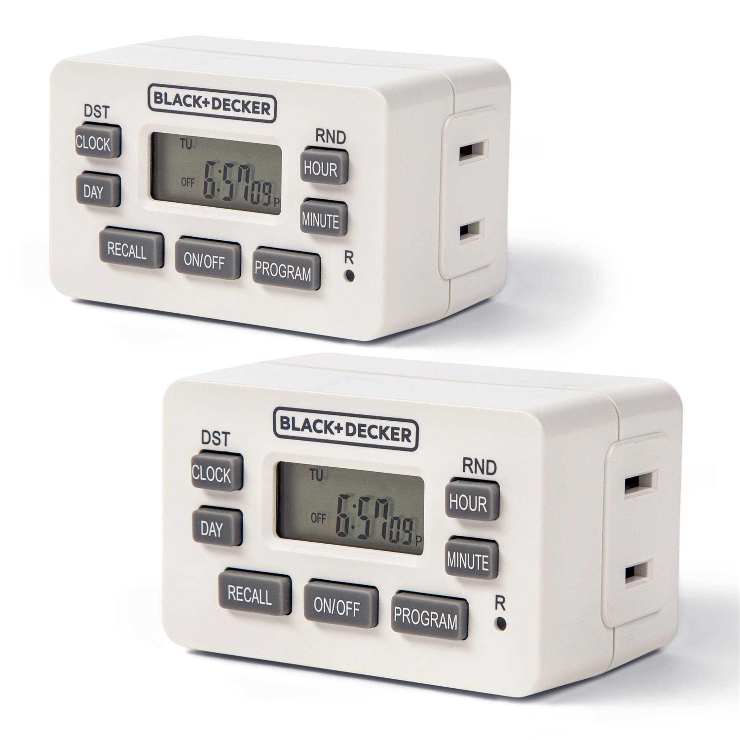 BLACK+DECKER Light Timers Programmable Indoor 2 Pack with Polarized Outlet