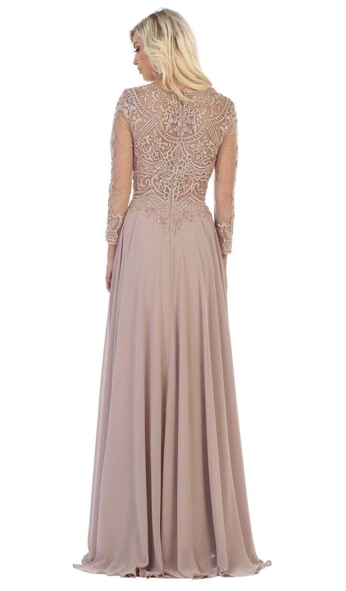Illusion Sleeve A-Line Prom Dress
