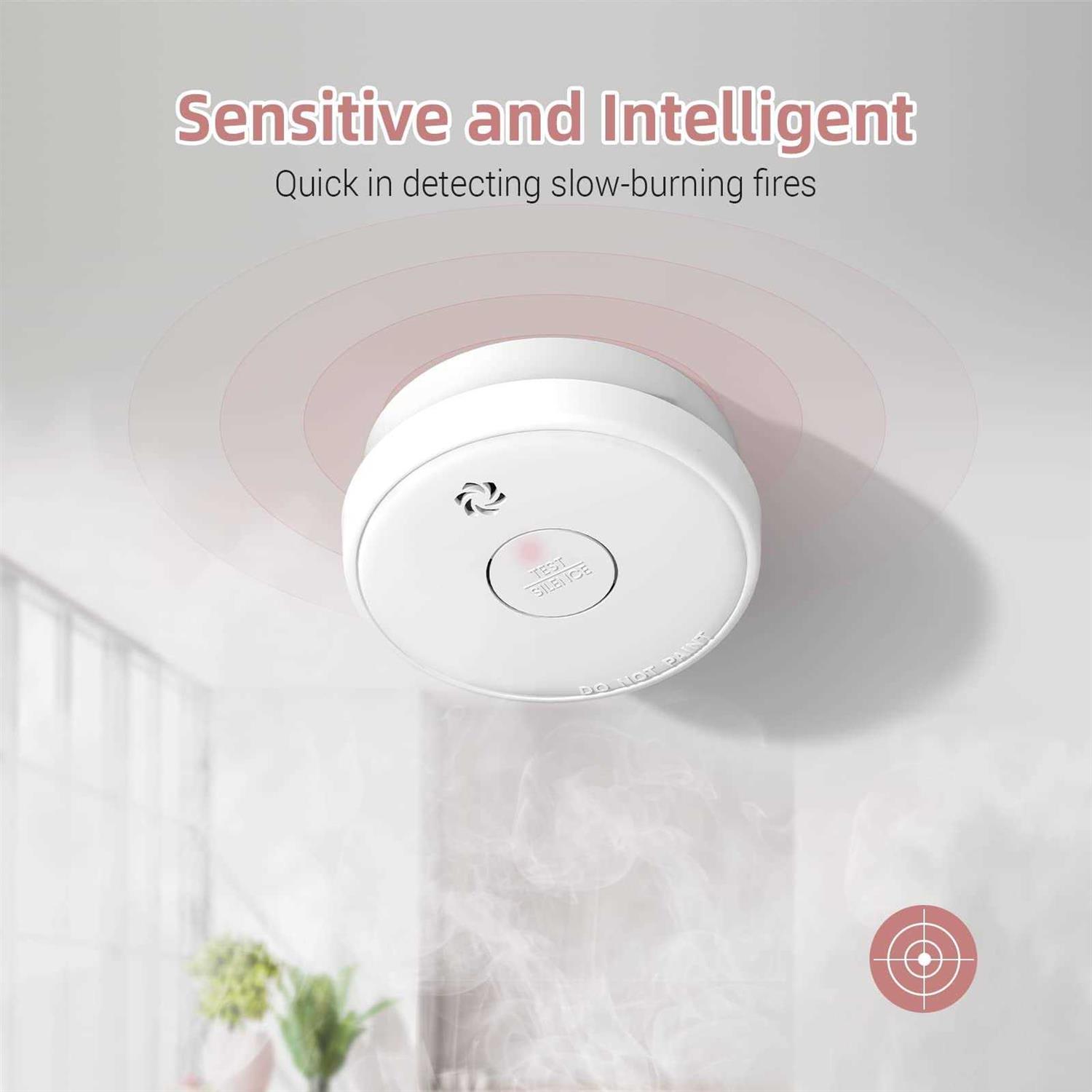 Fire Alarms Smoke Detectors Smoke Alarm Battery Operated 10-Year Product Life