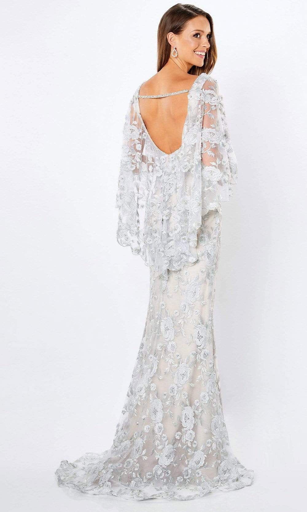 221962 Scoop Back Embroidered Poncho Dress