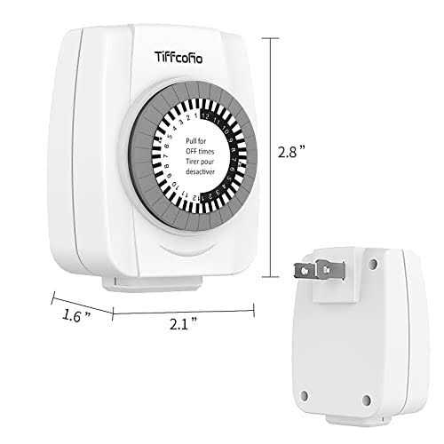 Tiffcofio Indoor Mechanical Timers for Electrical Outlets 2 Prong Plug in Outlt Daily Repeating Light Timer for Indoor Lights
