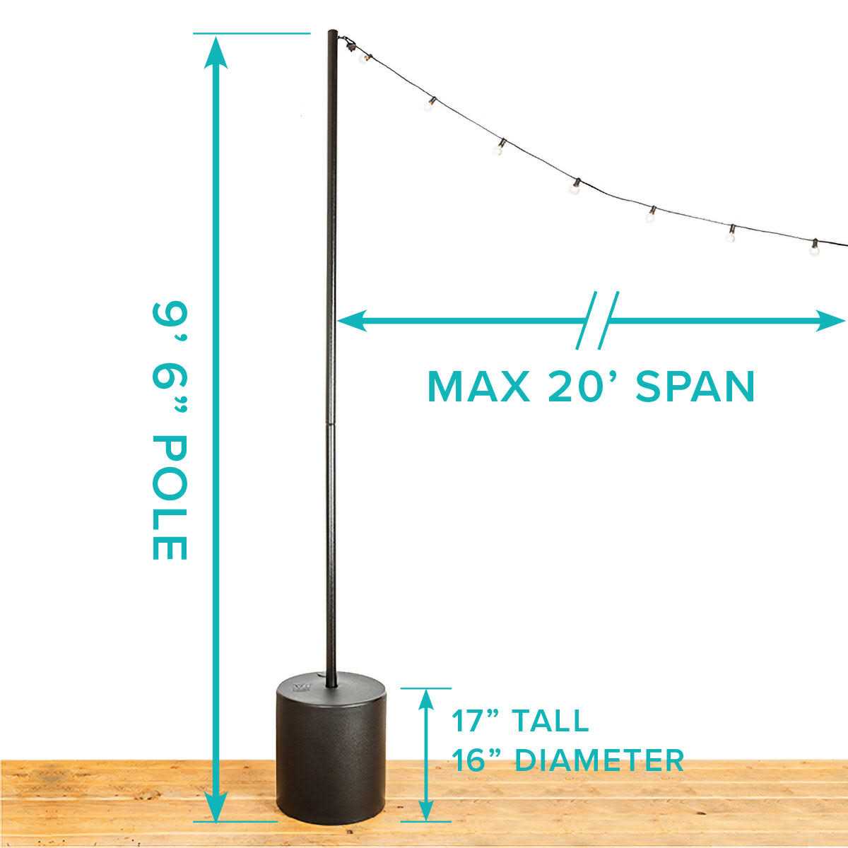 Allsop String Light Pole Stand with Tank Base