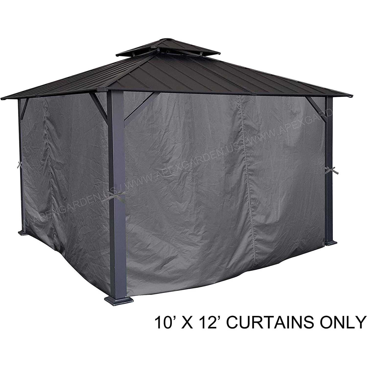 APEX GARDEN Four-Side Privacy Curtain Set for 10-ft x 12-ft Gazebo