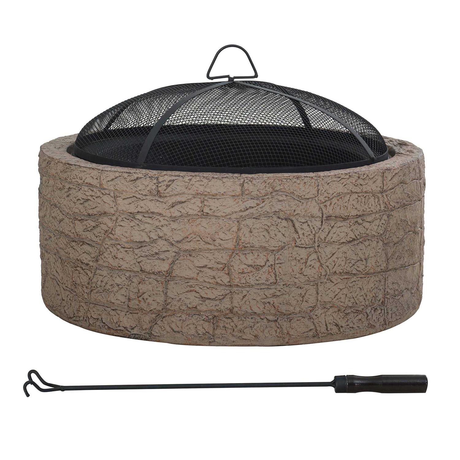 Sunjoy Stone 26 inch Round Wood-Burning Fire Pit