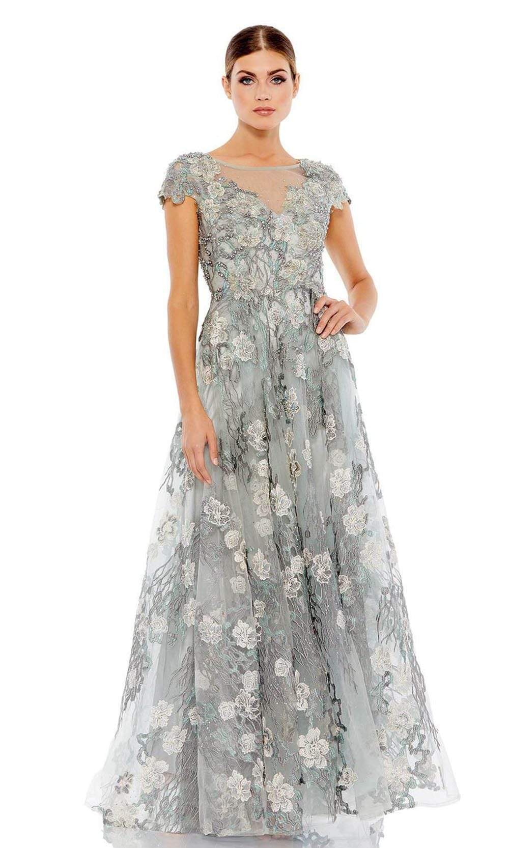 20294 Modest Floral Mother of the Bride A-line Dress