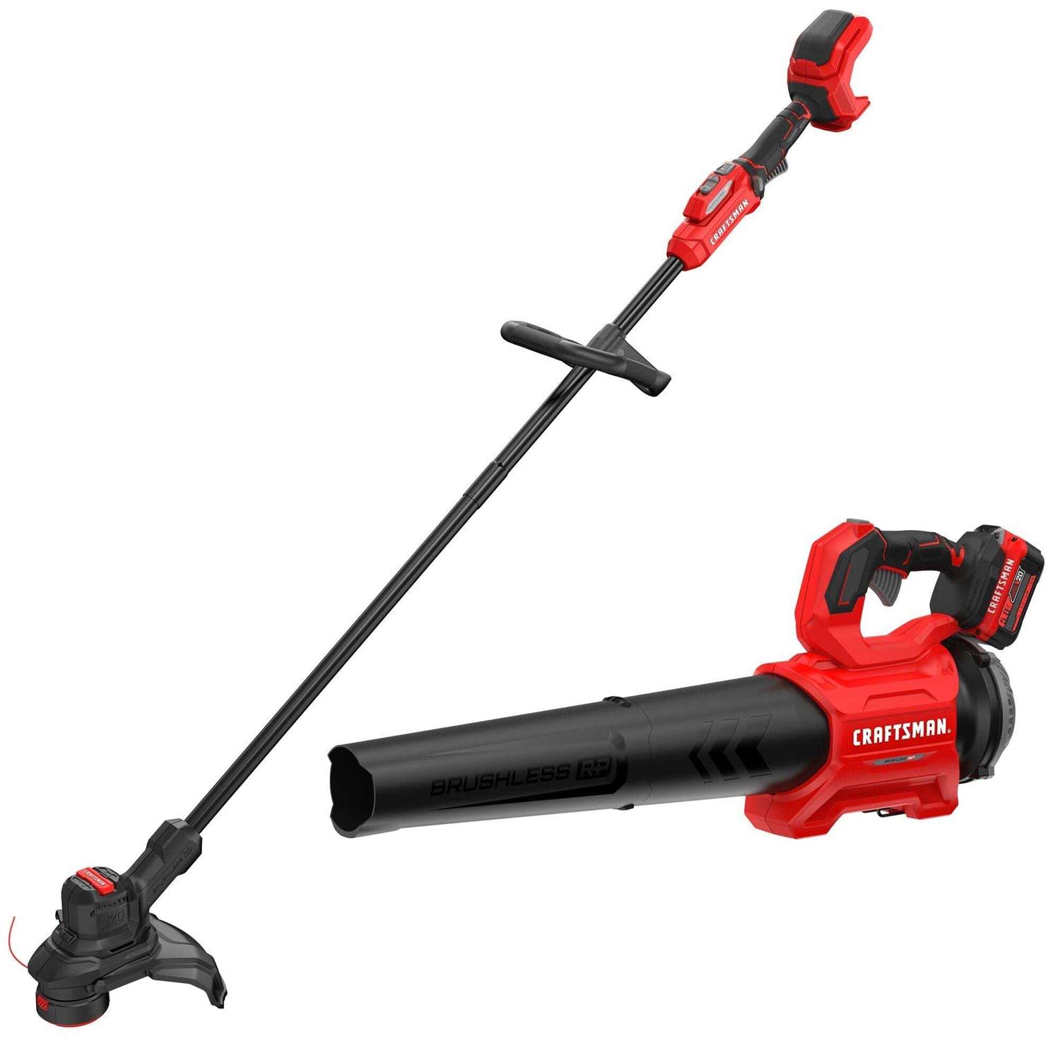 CRAFTSMAN Brushless RP 20-volt Max Cordless Battery String Trimmer and Leaf Blower Combo Kit