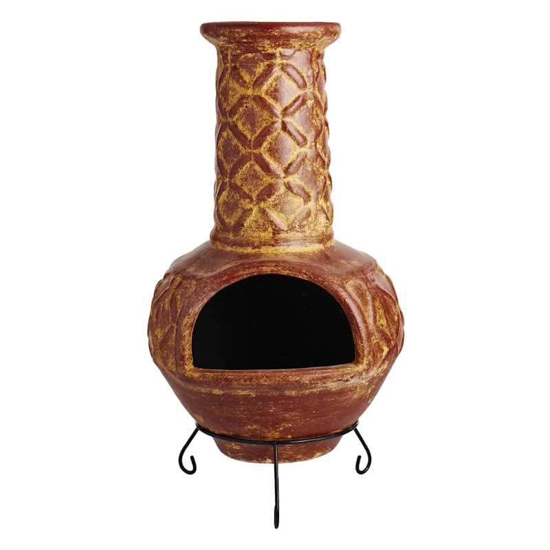 At Home Handmade Clay Hickory Stack Chimenea