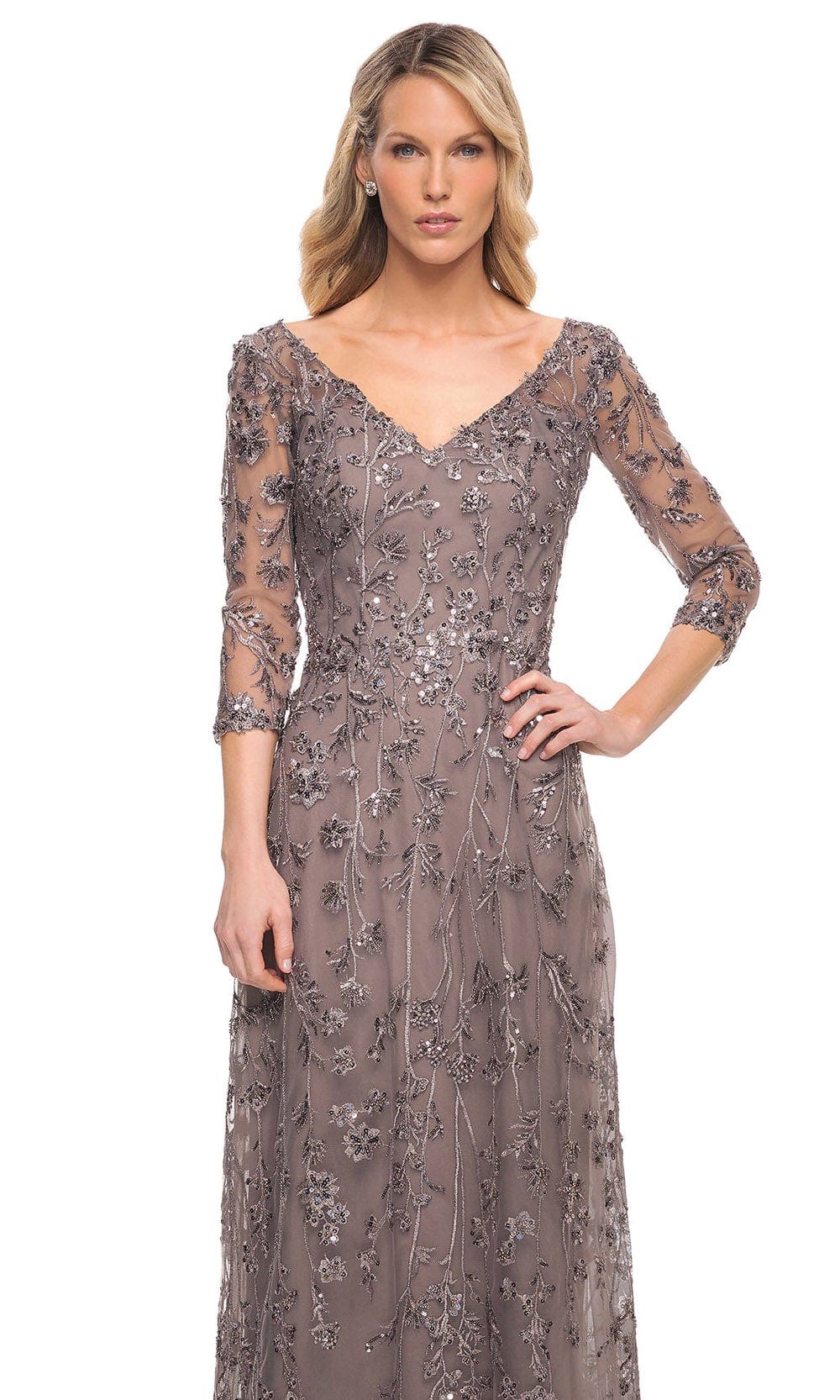 Embellished V-Neck Sheath Mother of the Bride Dress