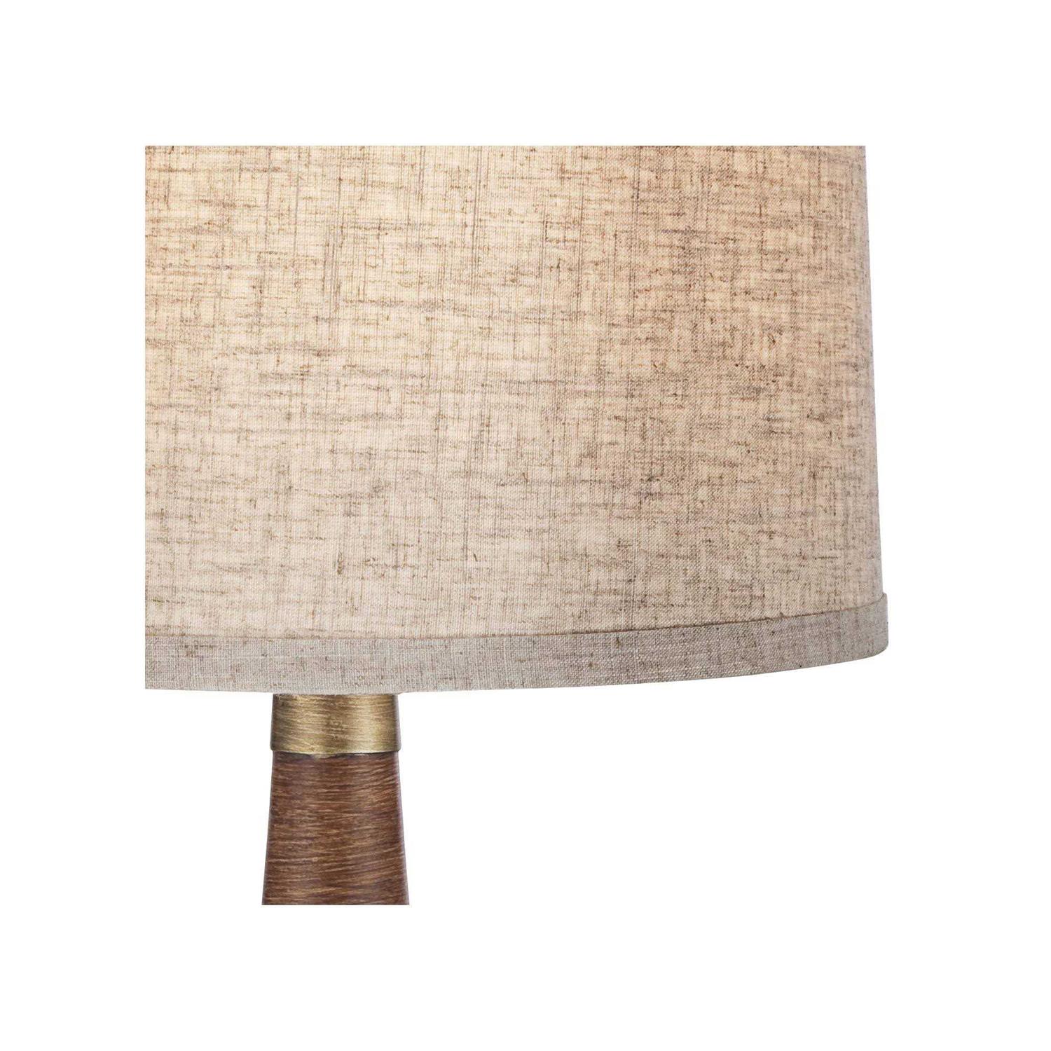 360 Lighting Rexford Mid Century Modern Table Lamp 24 High Walnut Faux Wood Brown Off White Linen Tapered Drum Shade for Bedroom Living Room House