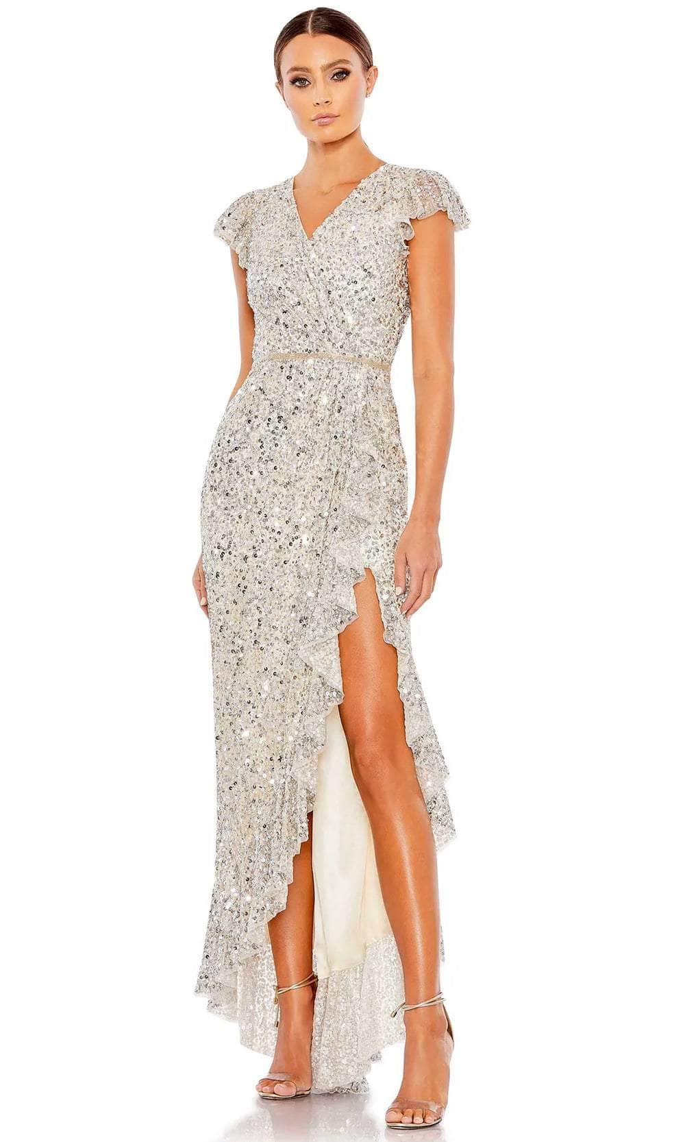 V-neck Sequin Evening Dress