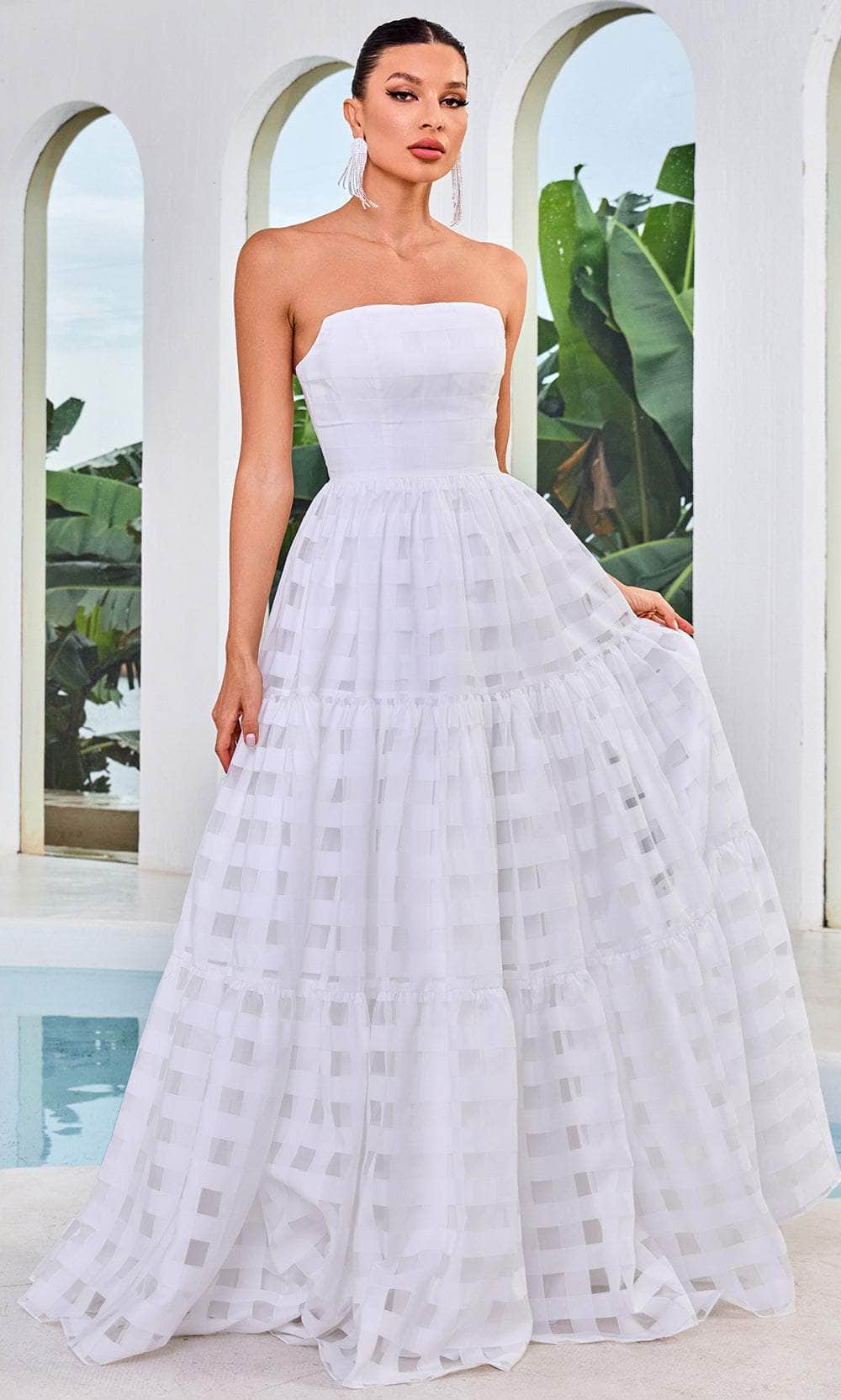 Weaved Illusion Panel Evening Gown