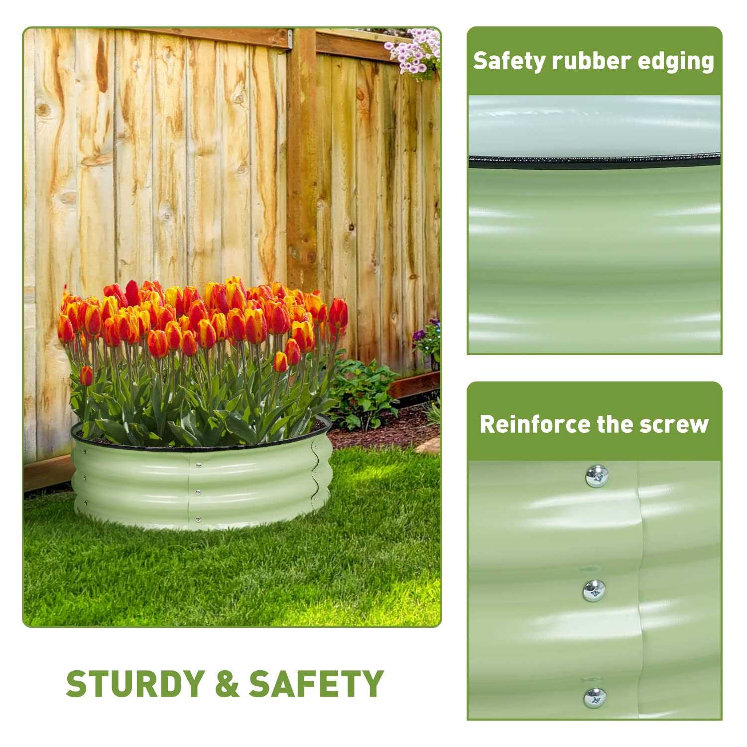 Aoodor 9&” Tall Aluzinc Metal Raised Garden Bed 30&” Round