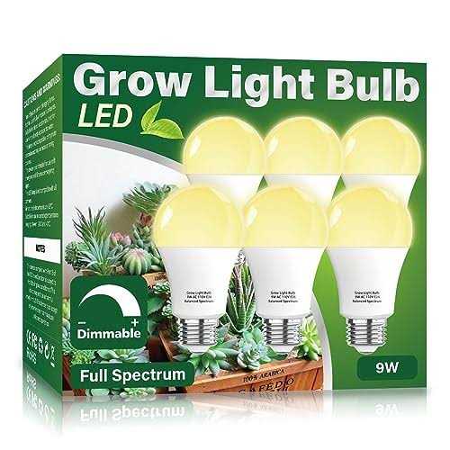 Wiyifada 3 Pack Grow Light Bulb Indoor Grow Light,A19 Full Spectrum Plant Light Bulb,E26 110V 9W Grow Bulb Replace up to 100W