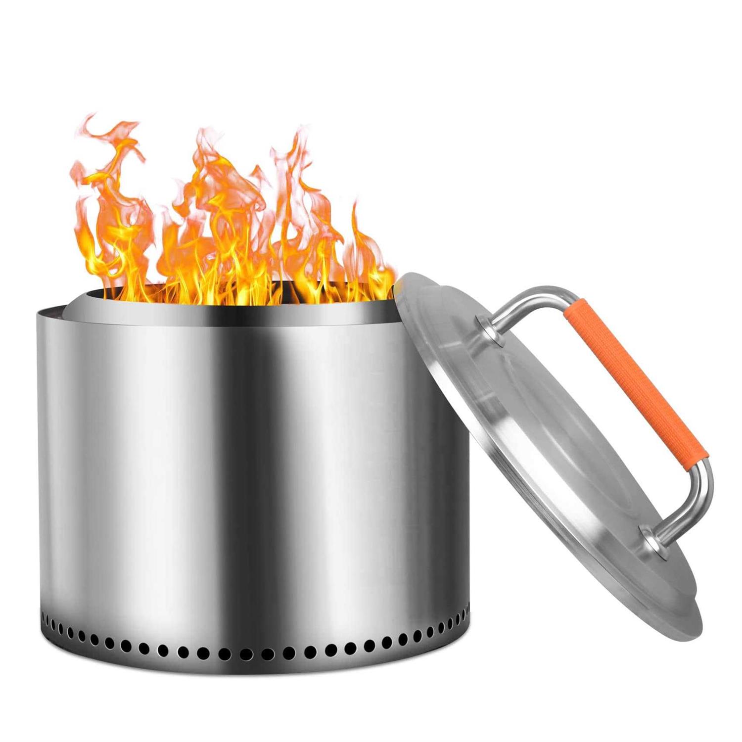 Fire Pit Lid Accessory for Bonfire Fire Pit Burly Grill 20 inch Lid 304 Stainless Steel with Heat Resistant Handle for Solo Stove Bonfire 19.5