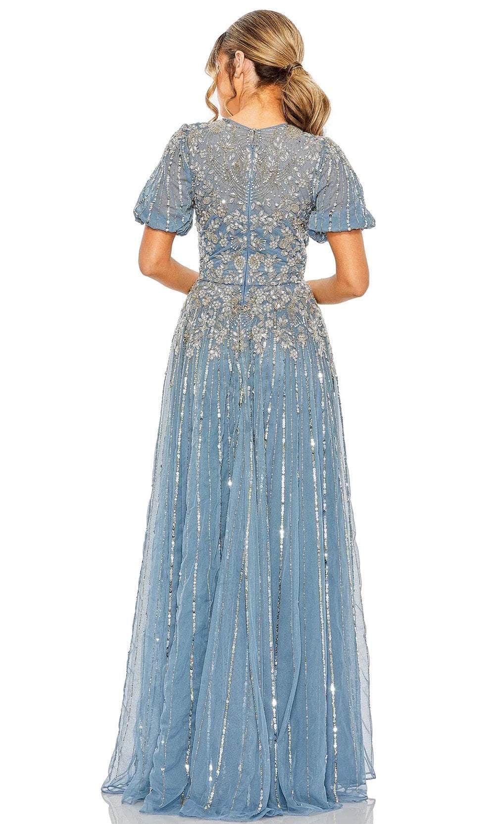 Puff Sleeve Ornate Evening Gown