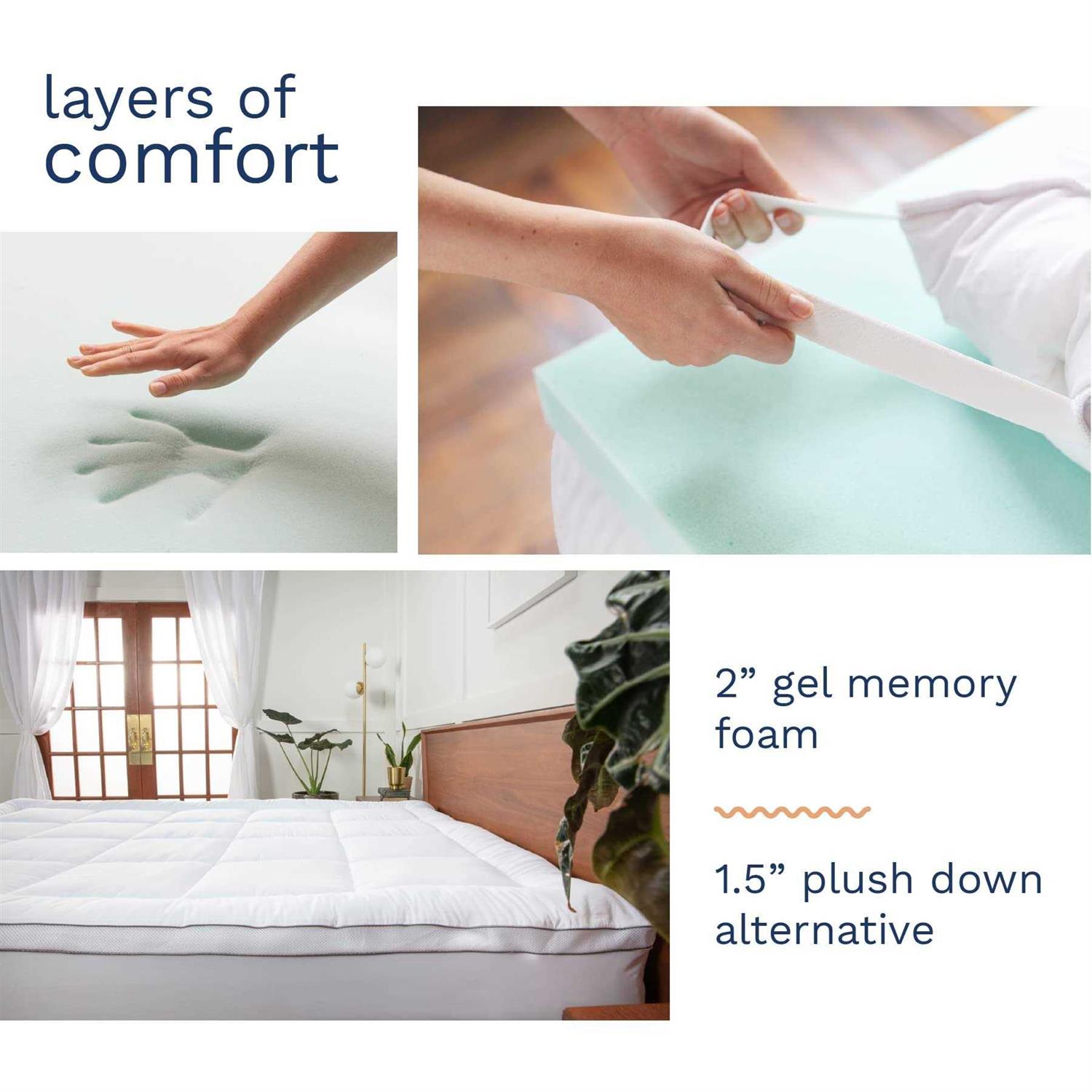 ViscoSoft 4 inch Pillow Top Memory Foam Mattress Topper