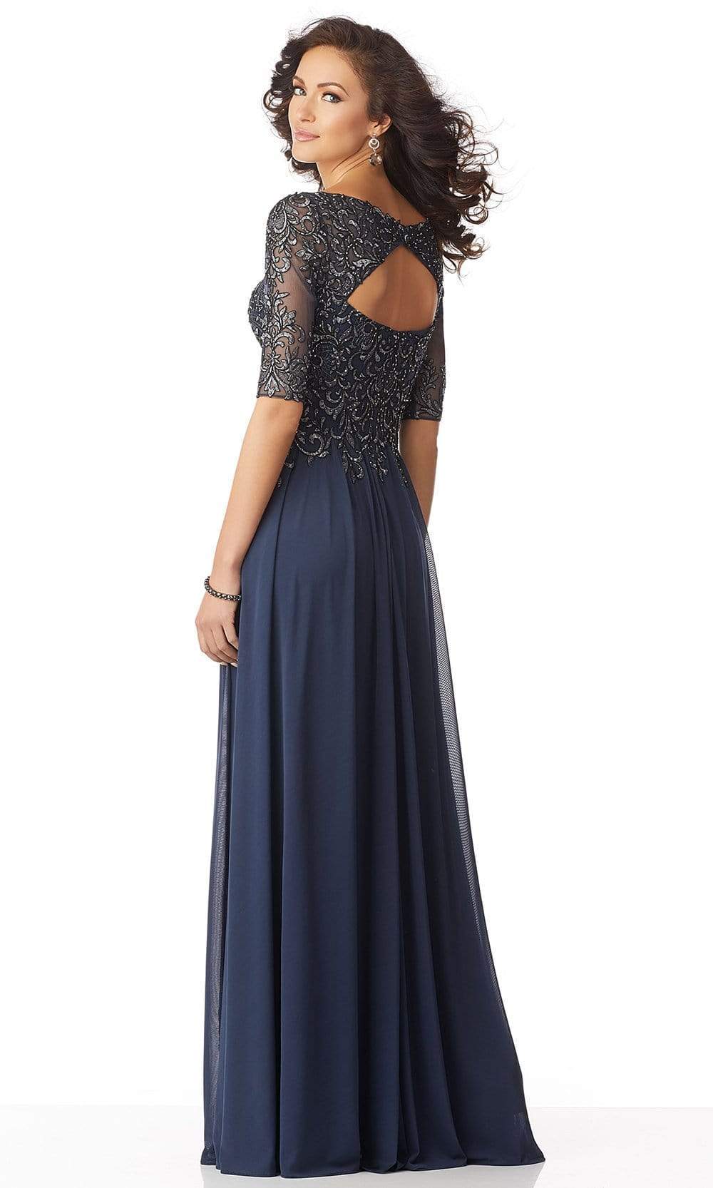 71805 Embroidered V-neck A-line Gown