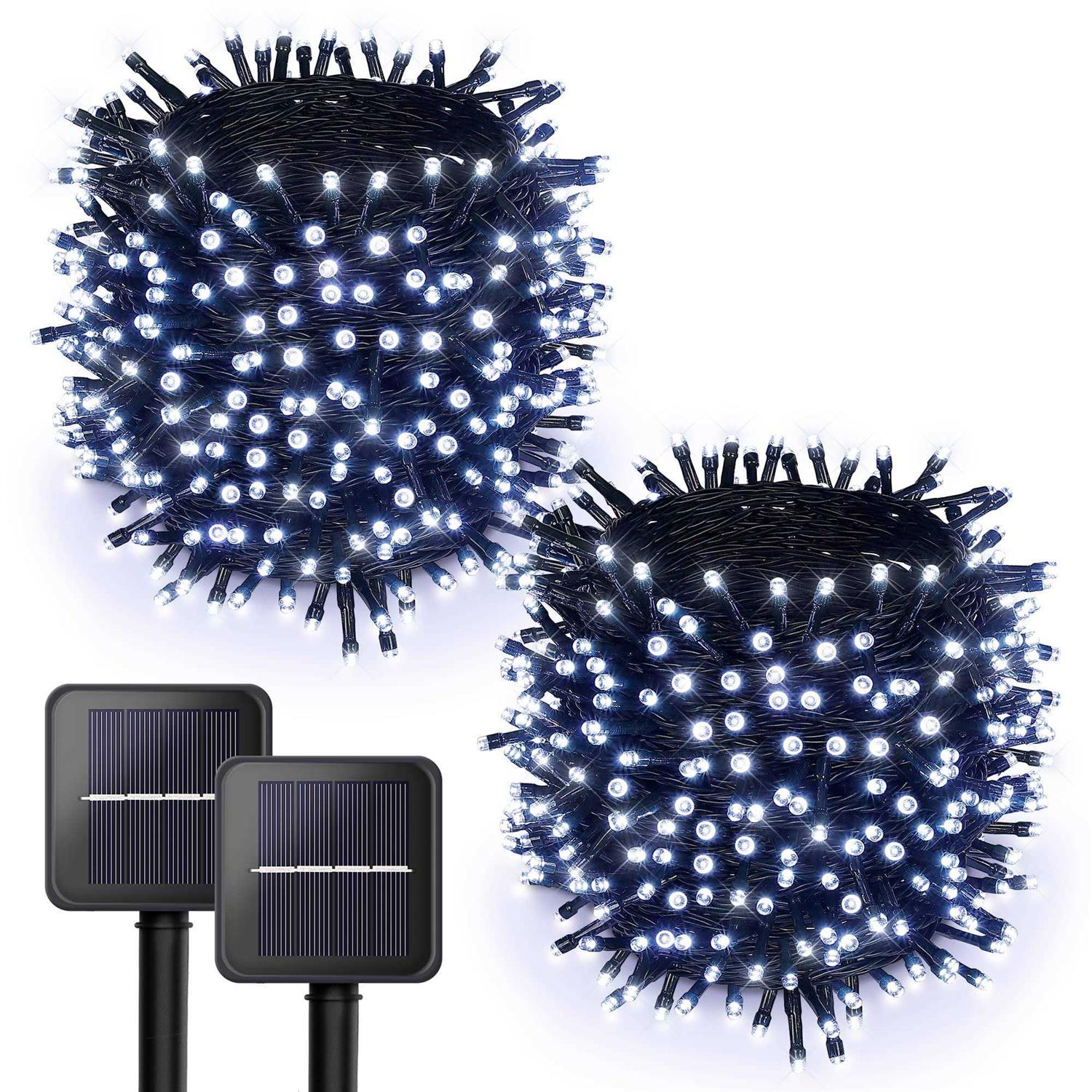 woohaha 2 pack Solar string light 100led 39ft 8 modes Solar christmas Lights waterproof for gardens