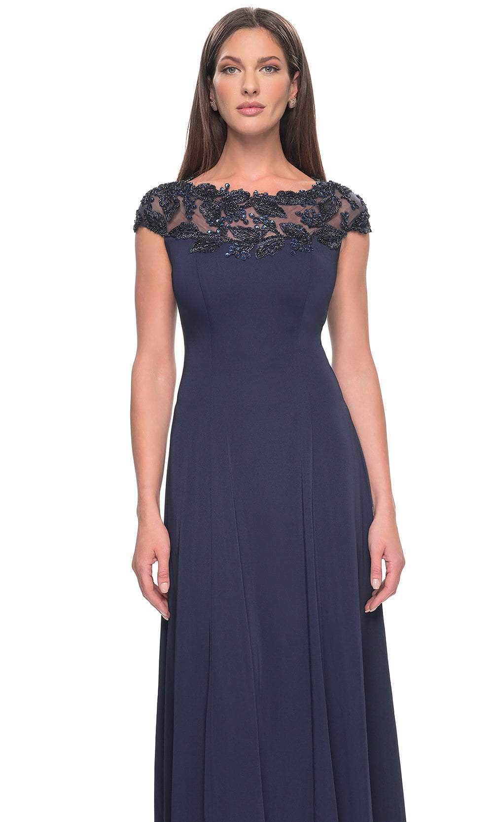 Cap Sleeve Applique Evening Dress