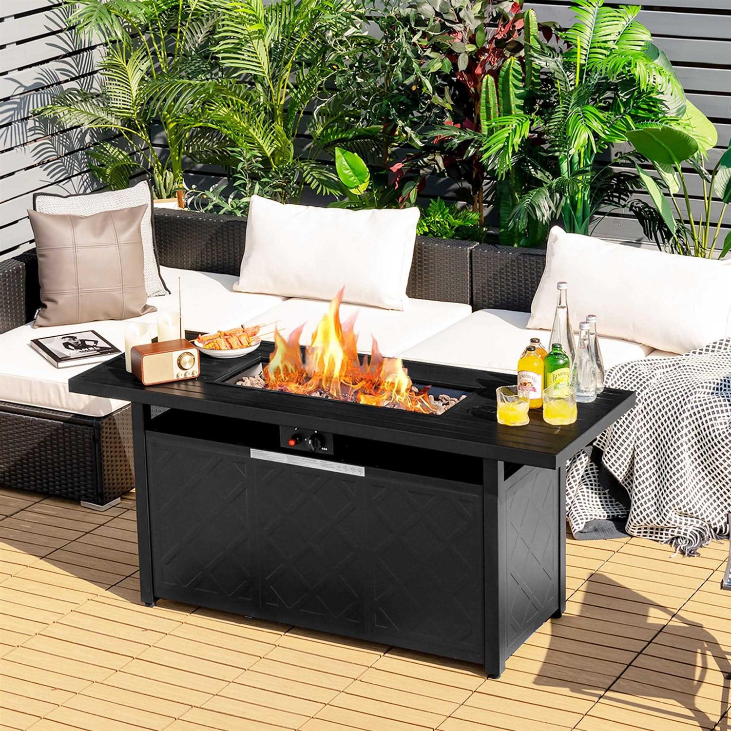 Costway 57&” Rectangular Propane Gas Fire Pit 50,000 Btu Heater Outdoor Table