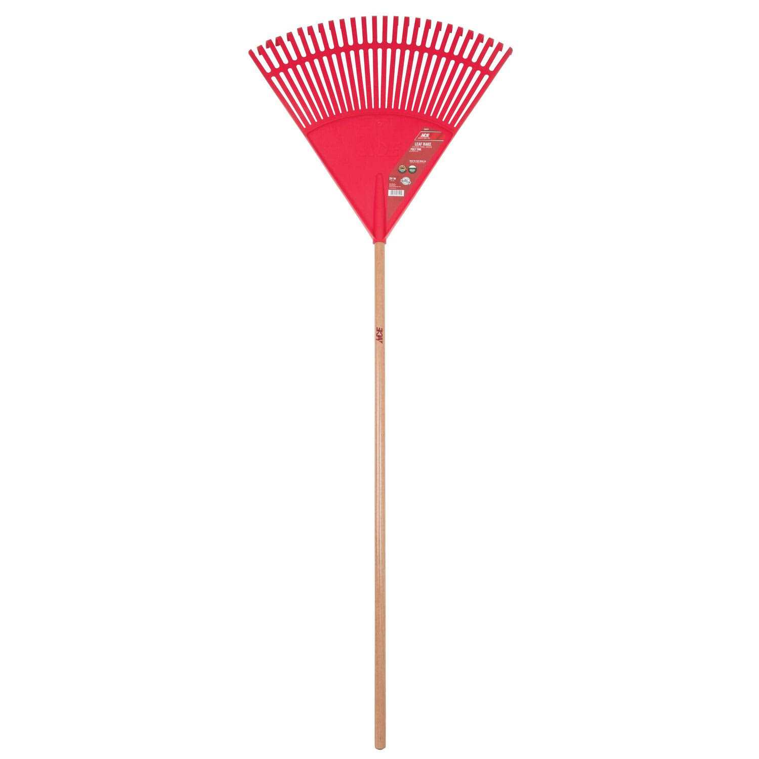 Ace 65 in. 26 tine Poly Leaf Rake Wood Handle