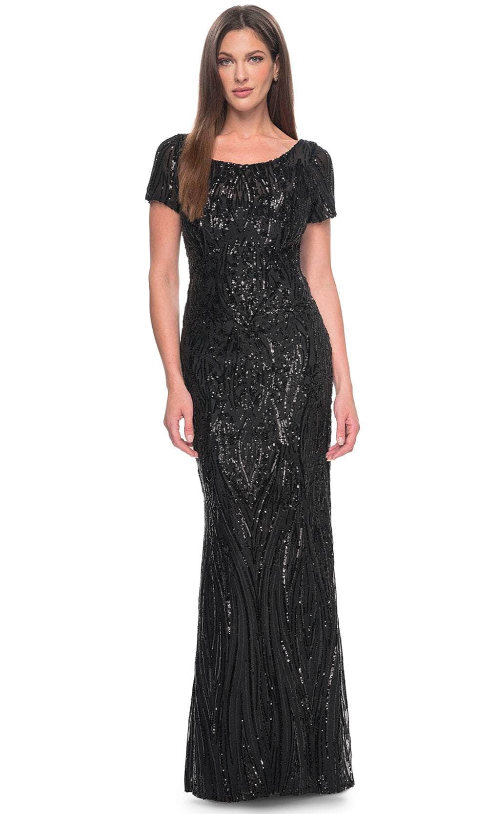Scoop Neck Sequin Evening Dress