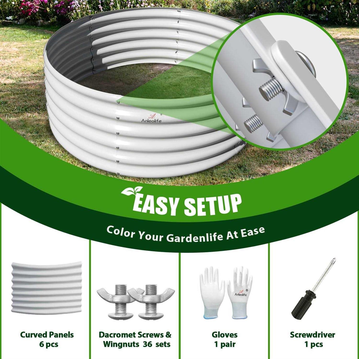 A ANLEOLIFE 2-Pack 4ft x 18A Tall Round galvanized Raised Garden Bed