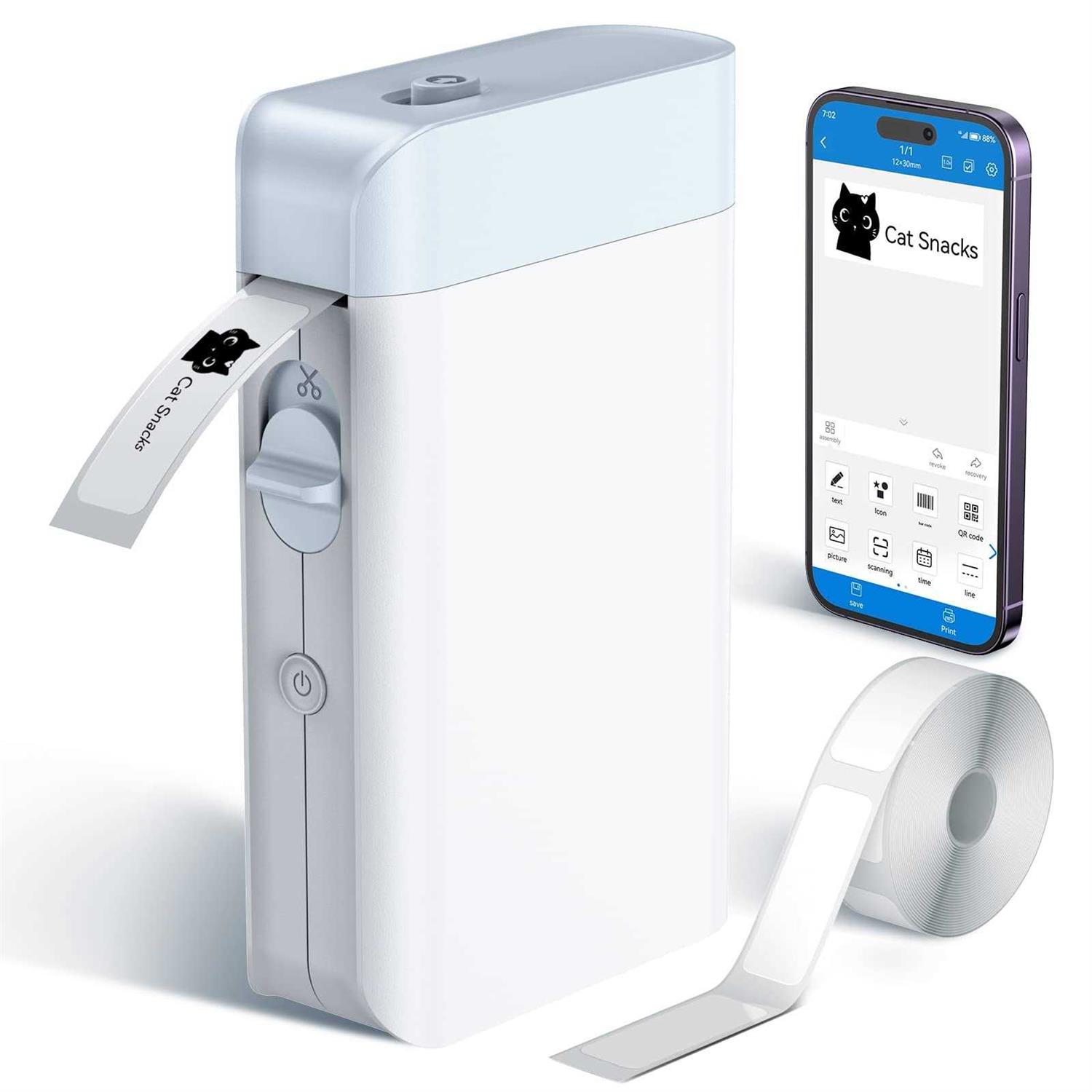 Baqick Label Maker Machine With L1 Roll Label Tape Thermal Bluetooth Usb Rechargeable Portable WP9510 Label Printer