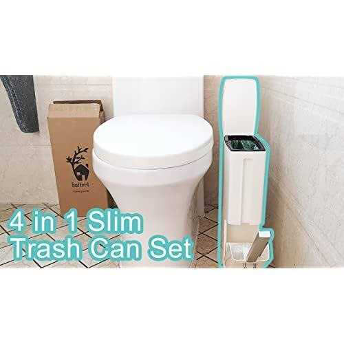 Baffect Slim Bathroom Trash Can Toilet Brush Set 2L Small Trash Can with Lid