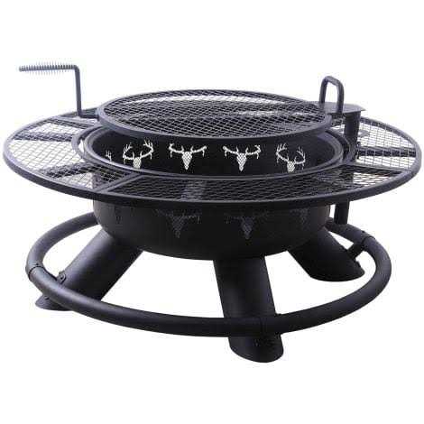 Big Horn 47.24-in W Black Steel Wood-Burning Fire Pit