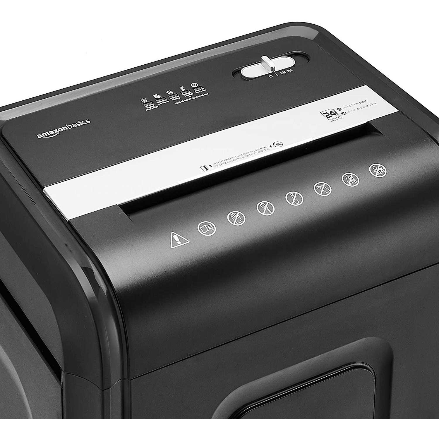 Amazon Basics 24 Sheet Cross Cut Paper, CD and Credit Card Home Office Shredder with Pullout Basket